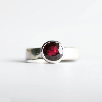 Red spinel engagement ring