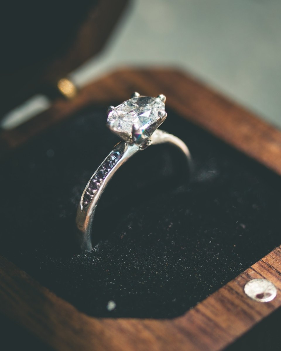 CARAT SALT PEPPER ENGAGEMENT RING, EMPRESS SETTING